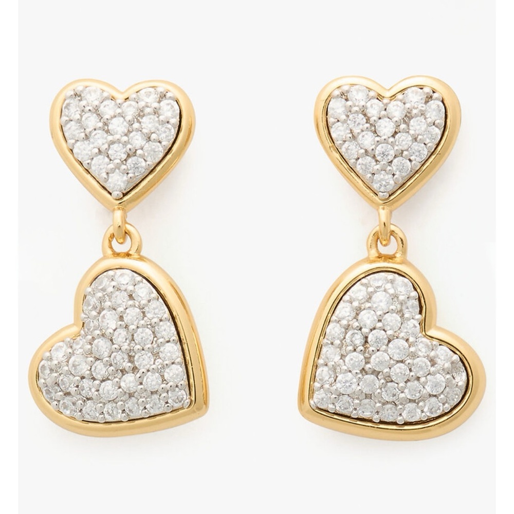 $149 Kate Spade With All My Heart Pavé Drop Earrings Gold